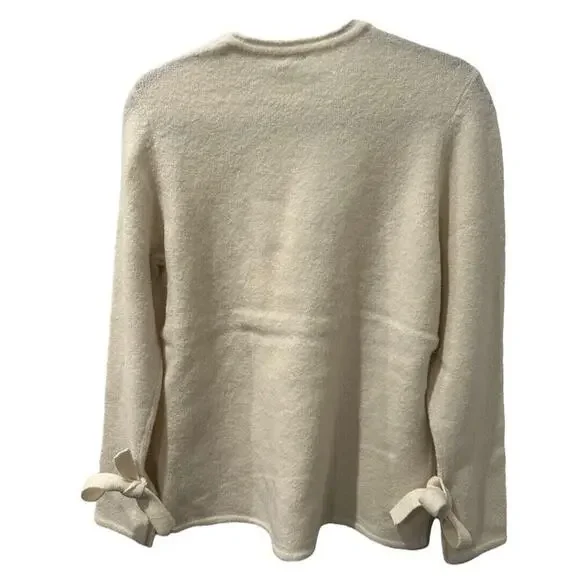 J. McLaughlin Marais Wool & Alpaca Blend Crew Neck Cream Sweater Size L NWT - Picture 2 of 7